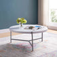 Round Coffee Table With White Metal Legs - Furniture Home Direct