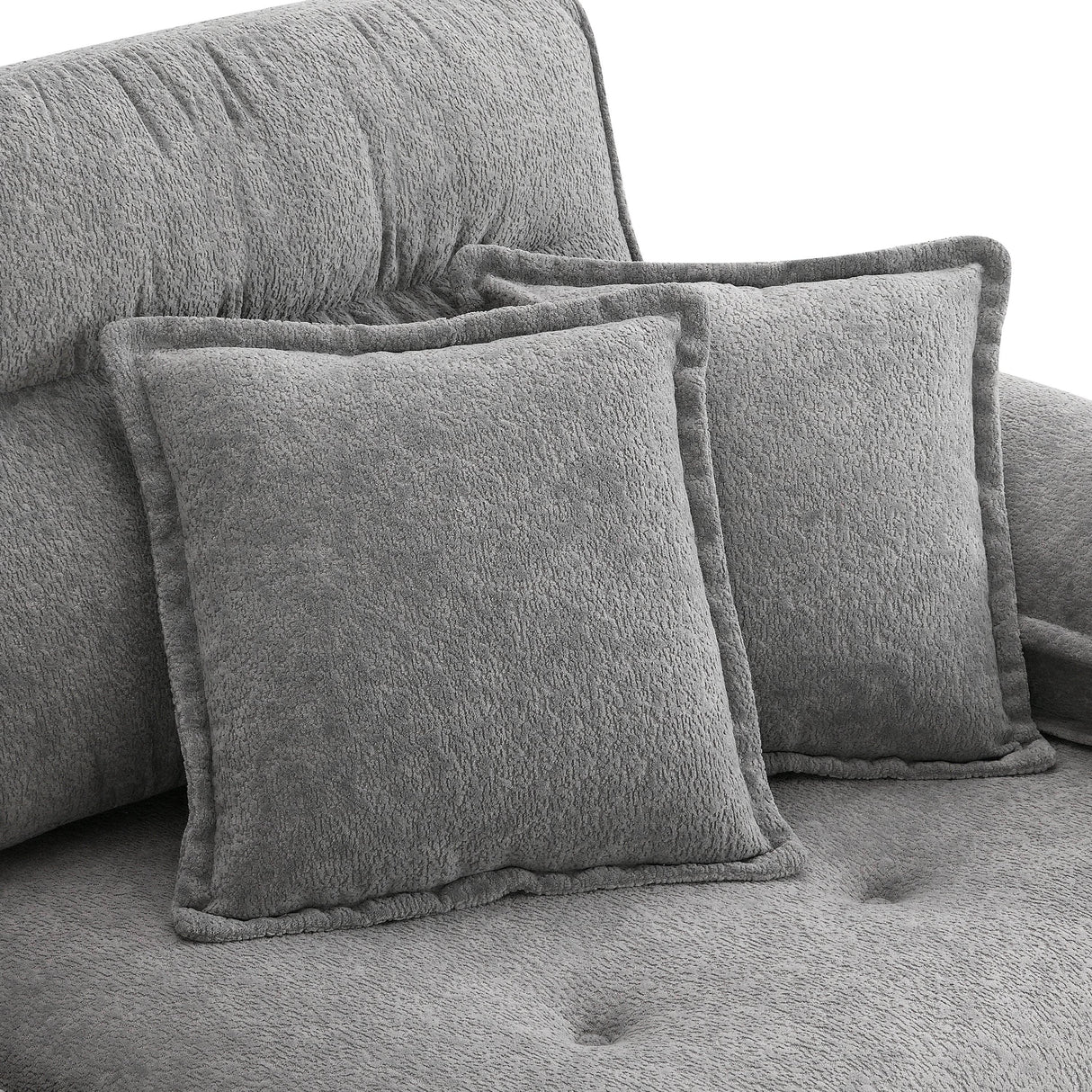 Sectional Sofa Cloud Chenille L Shape With Ottoman Gray - Furniture Home Direct