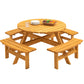 8 Person Wooden Picnic Table, Outdoor Camping Dining Table With Seat, Garden, Diy With 4 Built-In Benches, 2220Lb Capacity - Furniture Home Direct