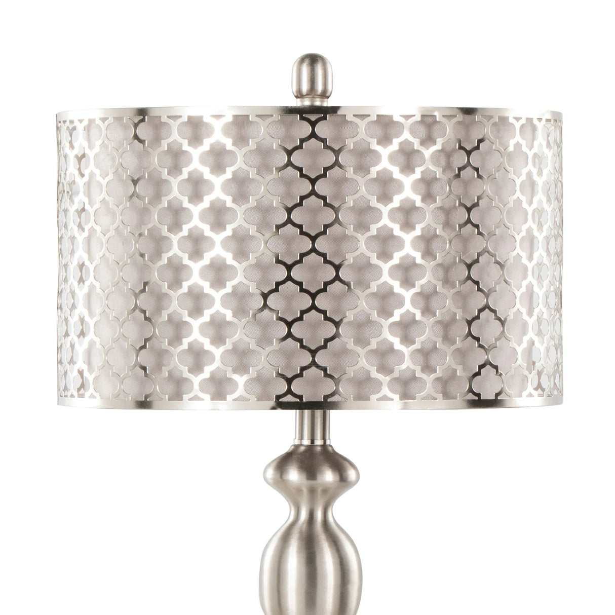 Ashland - Contemporary Table Lamp Laser Cut (Set of 2) - Nickel / Light Gray - Furniture Home Direct