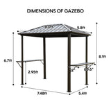 Grill Hardtop Gazebo Outdoor Metal Hard Top Gazebo, Permanent Bbq Gazebo With Galvanized Steel, Aluminum Framed Pavilion With Shelves - Dark Brown - Furniture Home Direct