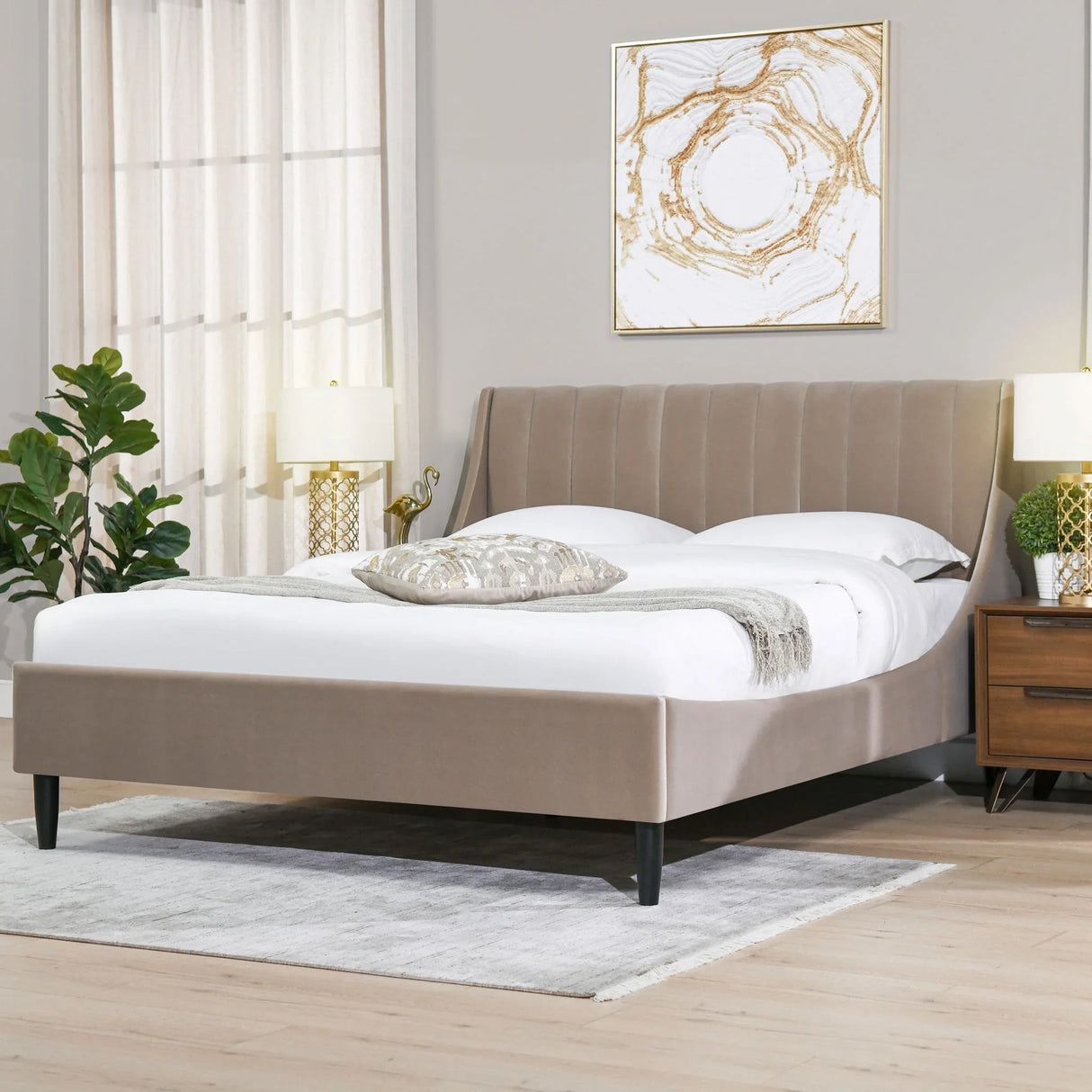 Aspen - Vertical Tufted Modern Headboard Platform Bed Set - Furniture Home Direct
