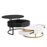 Nesting Coffee Tables Round Lift-Top Modern Black and White - Furniture Home Direct
