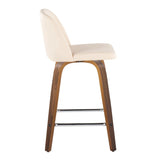 Toriano - Mid Century Modern Fixed Height Counter Stool With Swivel & Square Footrest (Set of 2) - Furniture Home Direct