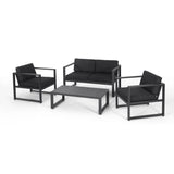 4 Piece Outdoor Chair Set With Weather Resistant Cushion - Dark Gray