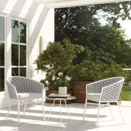 Rowan - Rope Barrel Back Patio Dining Chairs (Set of 2) - Optic White - Furniture Home Direct