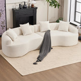 Modern Sectional Sofa with Chenille fabric and 4 pillows - White - Furniture Home Direct