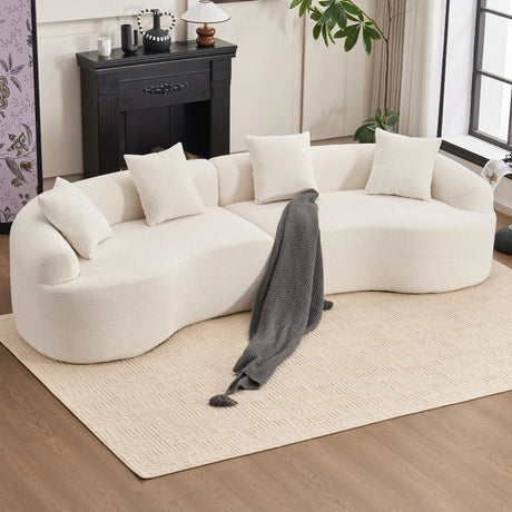 Modern Sectional Sofa with Chenille fabric and 4 pillows - White - Furniture Home Direct