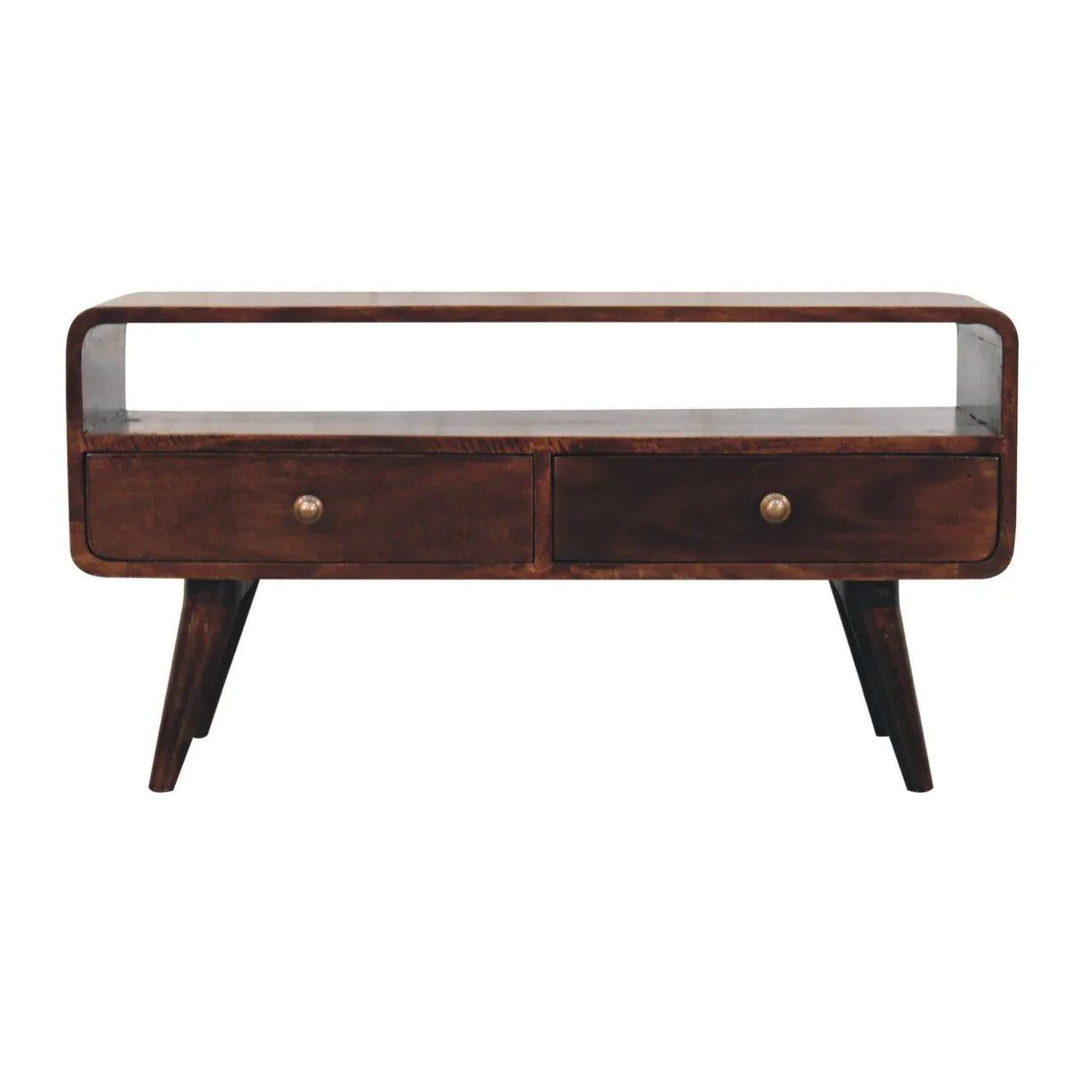 Solid Wood Curved Media Unit - Furniture Home Direct