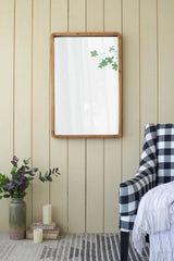 Rectangle Wood Mirror, Farmhouse Wall Decor For Living Room Bedroom Entryway - Brown - Furniture Home Direct