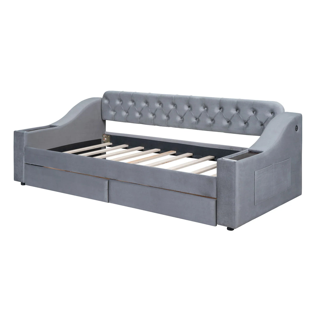 Upholstered Daybed With Storage Armrests And USB Port - Furniture Home Direct