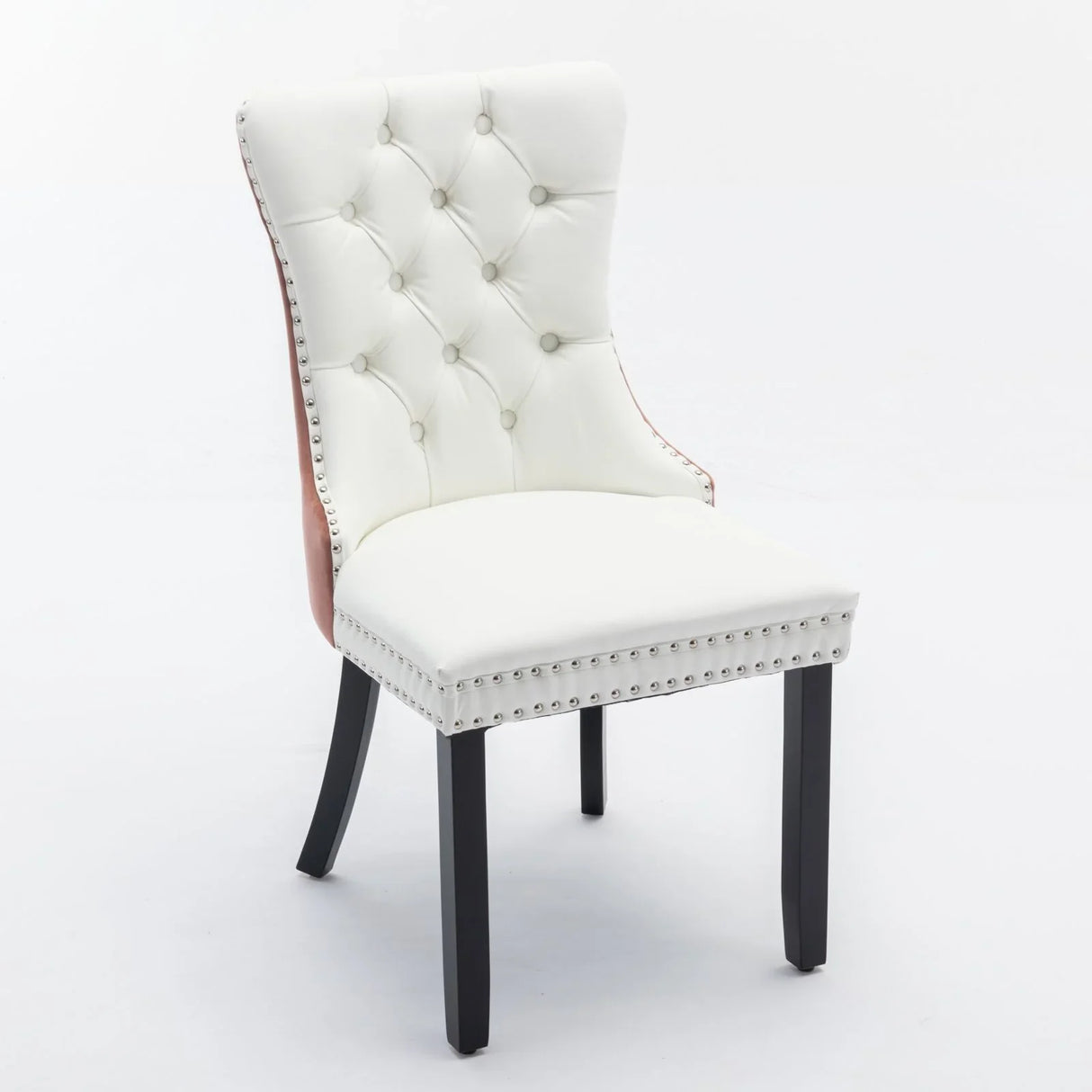 Nikki - Modern, High-End Tufted Solid Wood Contemporary PU And Velvet Upholstered Dining Chair With Wood Legs Nailhead Trim (Set of 2) - Furniture Home Direct
