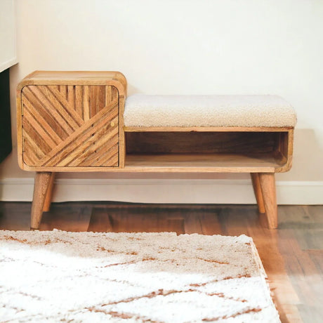 Boucle Carved Telephone Table - Oak - Furniture Home Direct