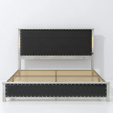 King Platform Bed With Upholstered Headboard Dark Gray - Furniture Home Direct
