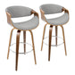 Curvini Mid - Century Modern Fixed Height Barstool With Swivel (Set of 2) - Furniture Home Direct