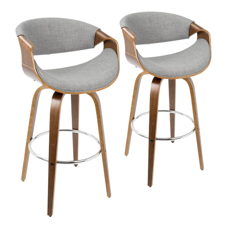 Curvini Mid - Century Modern Fixed Height Barstool With Swivel (Set of 2) - Furniture Home Direct