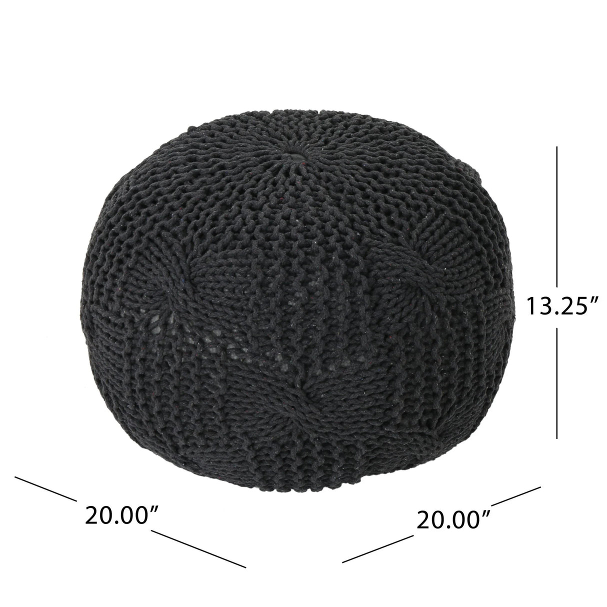 Bordeaux - Knitted Cotton Round Pouf - Furniture Home Direct