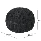 Bordeaux - Knitted Cotton Round Pouf - Furniture Home Direct