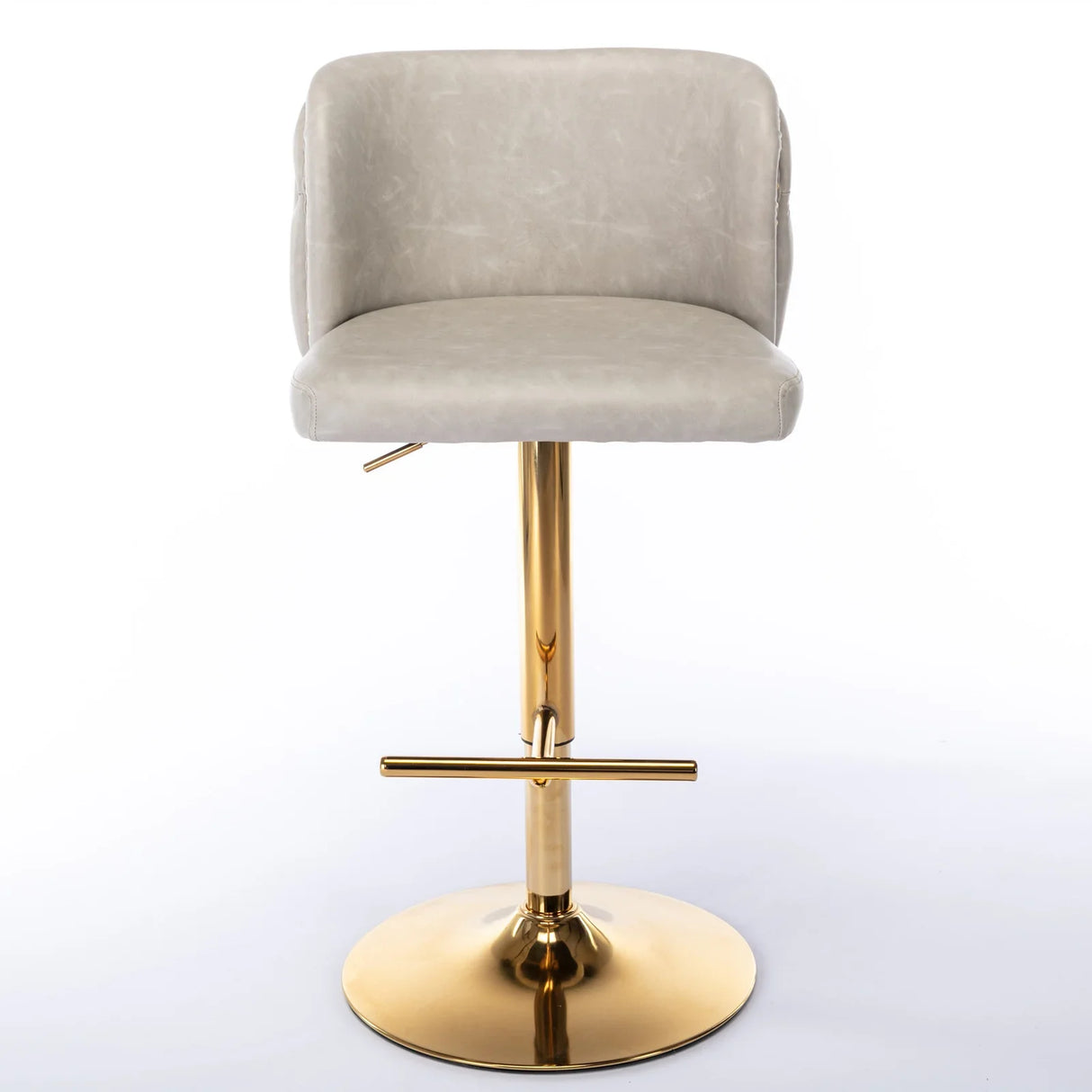 Counter Stool Set of 2 Swivel Upholstered High Back Beige - Furniture Home Direct