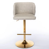 Counter Stool Set of 2 Swivel Upholstered High Back Beige - Furniture Home Direct