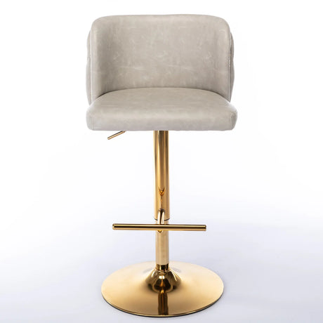 Counter Stool Set of 2 Swivel Upholstered High Back Beige - Furniture Home Direct