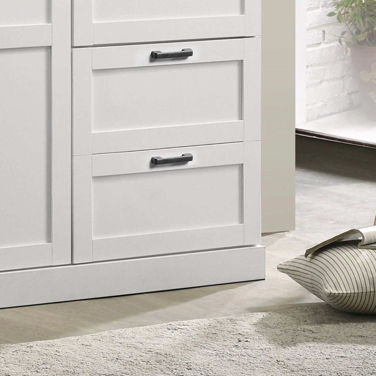 Aubree - Wardrobe Cabinet Armoire With 2 Drawers And Hanging Rod - White - Furniture Home Direct