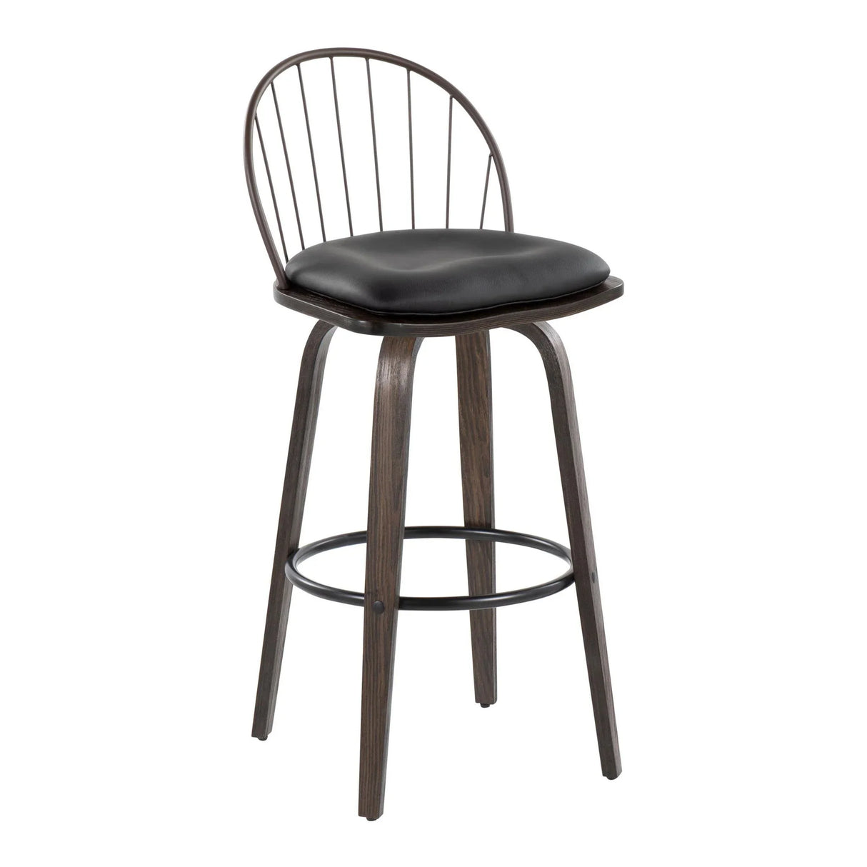 Riley - Industrial / Urban Fixed Height Barstool With Swivel With Removable Cushion (Set of 2) - Furniture Home Direct
