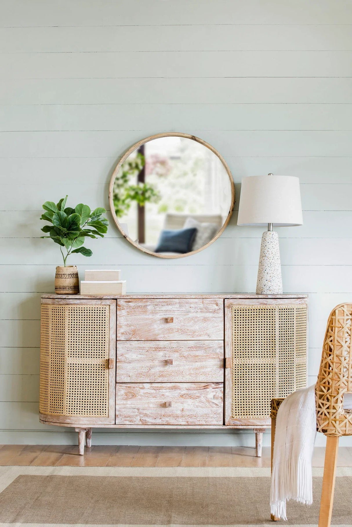 TV Console With Cane Doors - Multicolor - Furniture Home Direct