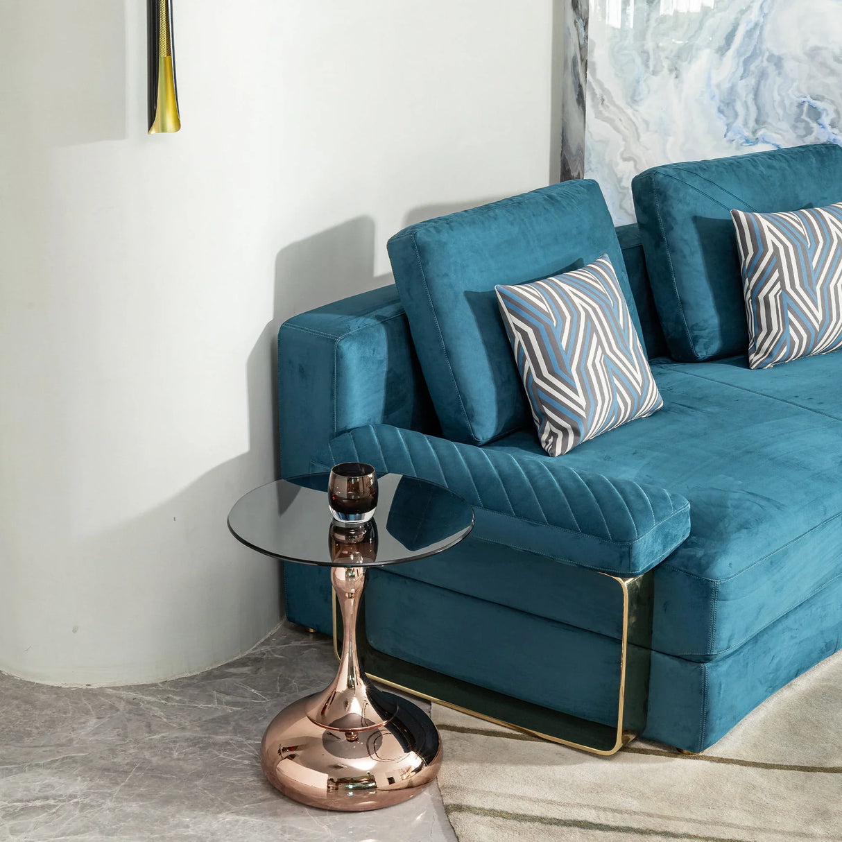 Modern Minimalist Coffee Table With Steel Legs And Tempered Glass Top - Furniture Home Direct