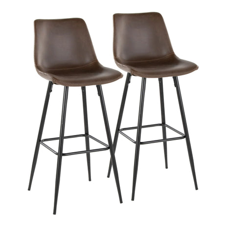 Durango - Industrial / Urban Fixed Height Barstool Square Footrest (Set of 2) - Black / Espresso - Furniture Home Direct