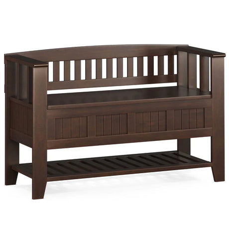 Acadian - Entryway Storage Bench With Shelf - Brown - Furniture Home Direct