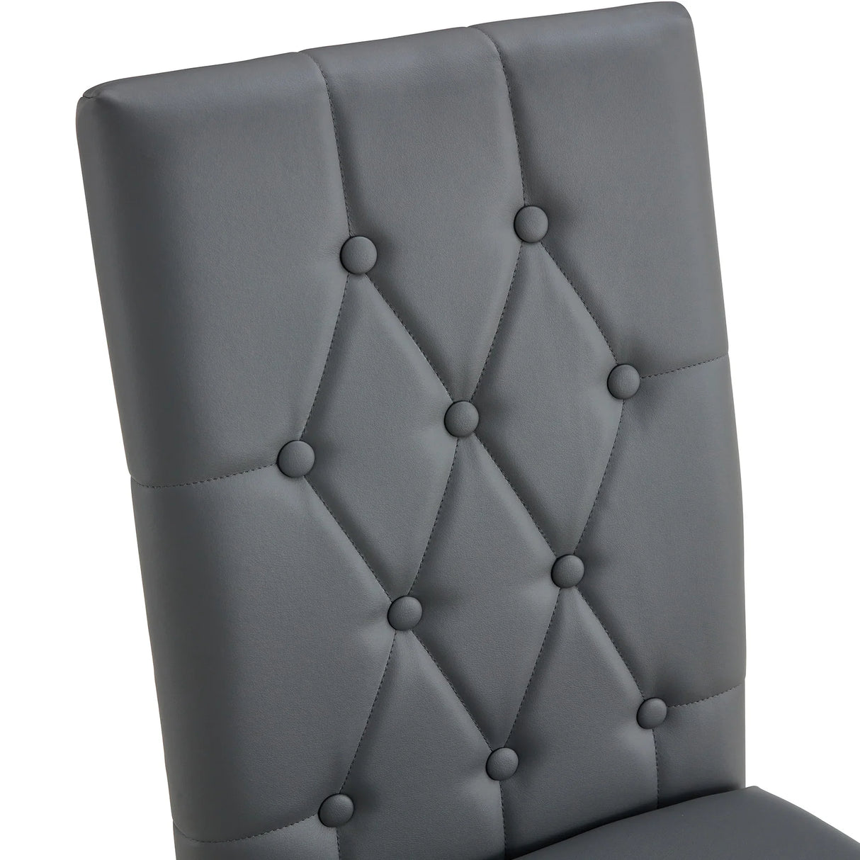 Dining Chairs Tufted Back Chrome Legs Charcoal Gray - Furniture Home Direct