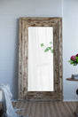 Full Length Rectangle Floor Mirror With Distressed Wood Frame - Brown - Furniture Home Direct