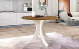 Dining Set Round Table With Upholstered Chairs Walnut Beige - Furniture Home Direct