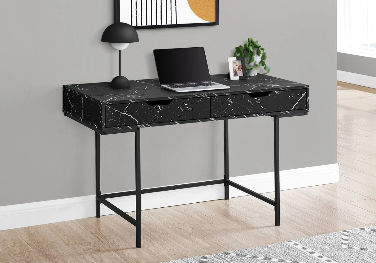 Computer Desk For Home Office, Storage Drawers, Marble Look Contemporary & Modern - Furniture Home Direct