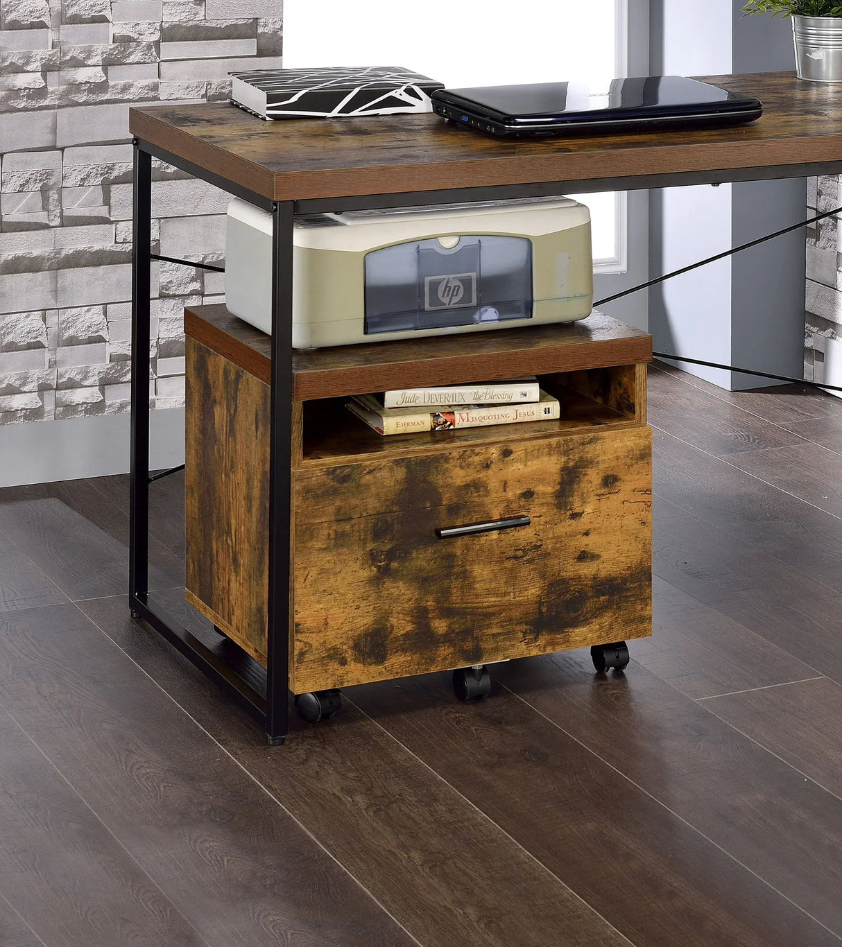 Bob - File Cabinet - Weathered Oak / Black - Furniture Home Direct