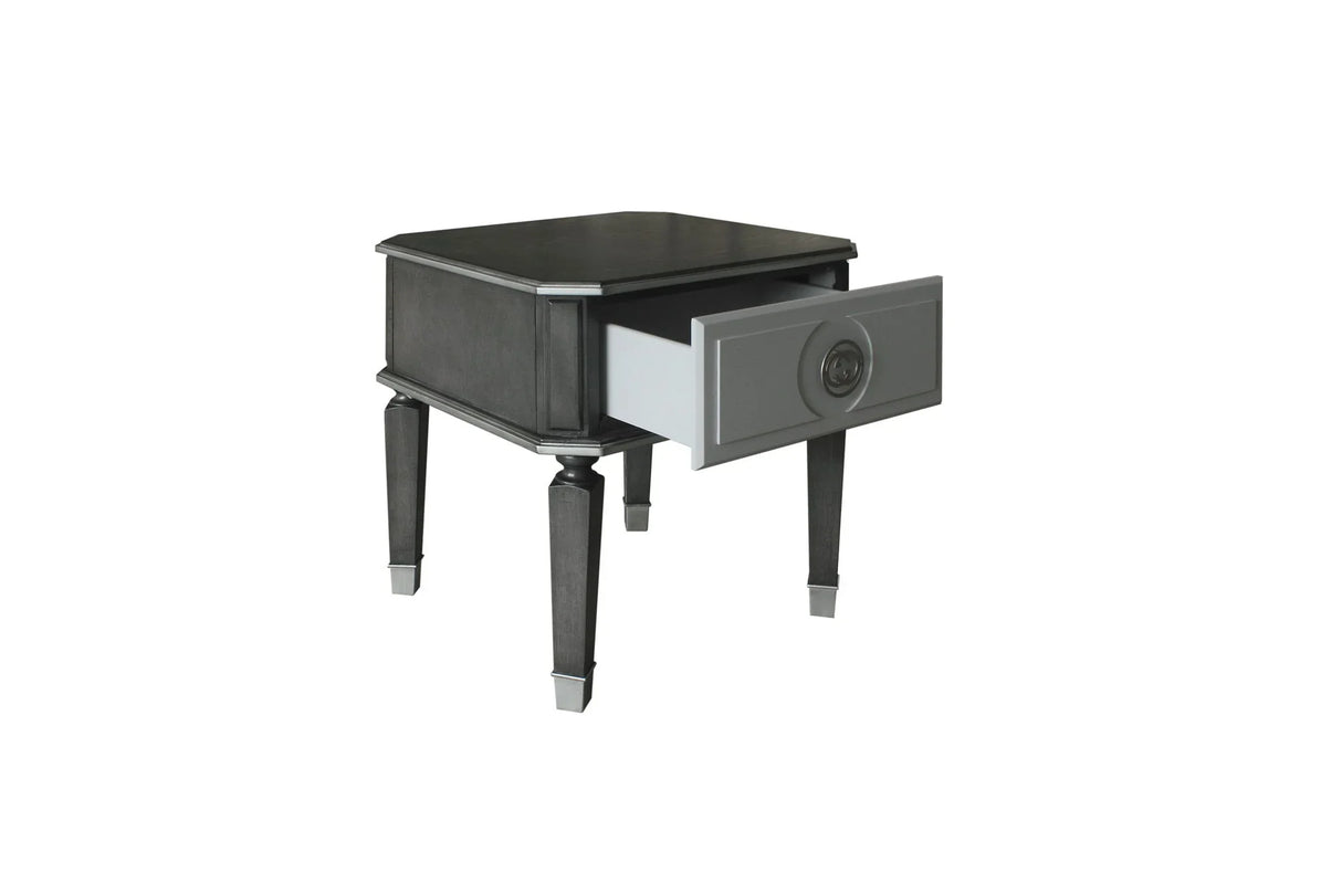 House Beatrice - End Table - Charcoal / Light Gray - Furniture Home Direct