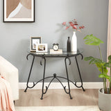 Tempered Glass Surface Console Table Coffee Table With Sturdy Construction For Living Room (Rustic) - Black - Furniture Home Direct