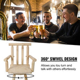 Rustic Bar Stool, Fir Wood Construction, Wide Armrest - Furniture Home Direct