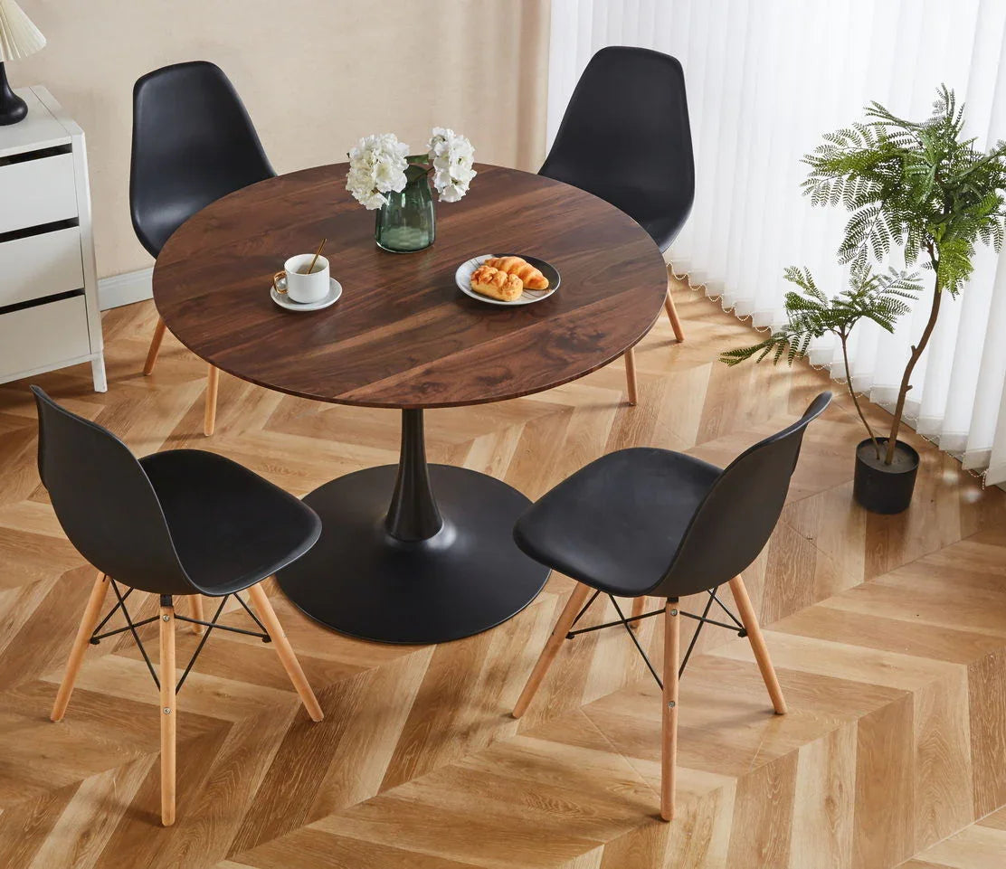 Tulip Table Mid-Century Dining Table With Round MDF Table Top, Pedestal Dining Table, End Table Leisure Coffee Table - Furniture Home Direct