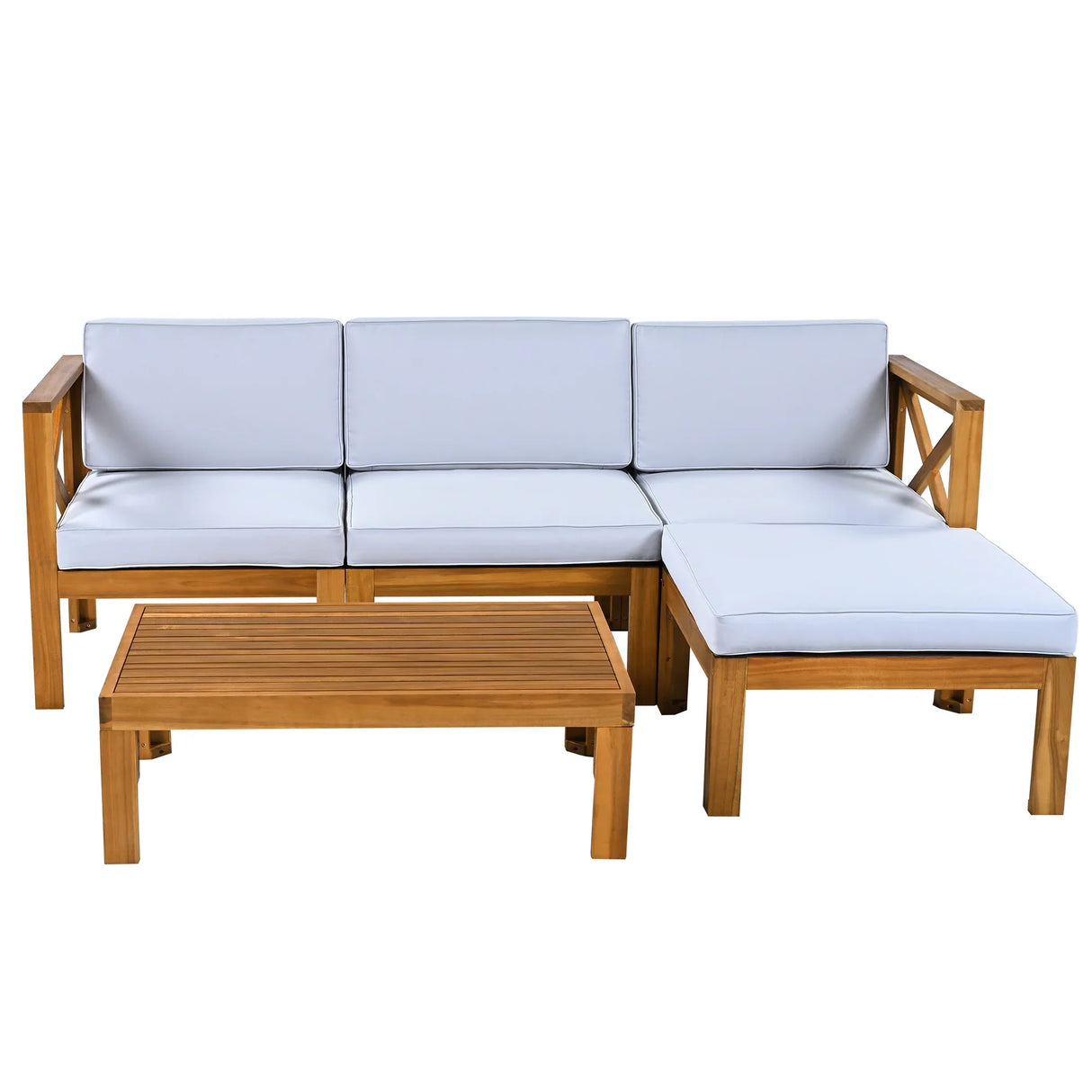 Outdoor 5-Piece Sectional With Cushions and Coffee Table - Furniture Home Direct
