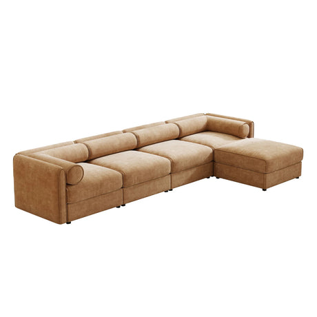 Contemporary Elegant White Chenille Sofa With Storage And Ottoman - Furniture Home Direct
