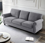 Soft Sofa, Upholstered 3 Seater Couch With High Density Foam, Loose Back Cushions And Turned Legs - Furniture Home Direct