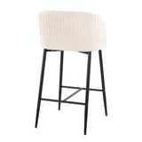 Fran - Pleated Waves Contemporary, Fixed Height Counter Stool (Set of 2) - Furniture Home Direct