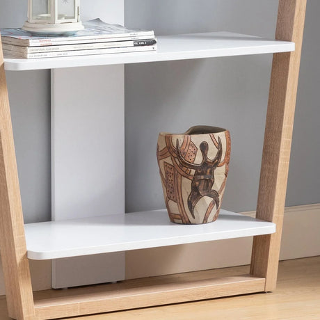 Contemporary Console Table With Three Open Shelves - White / Light Brown - Furniture Home Direct
