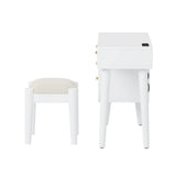 Vanity Desk Bohemian Retro Wood Makeup Station White - Furniture Home Direct