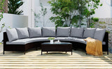 4 Piece Curved Wicker Patio Sectional with Coffee table - Gray - Furniture Home Direct