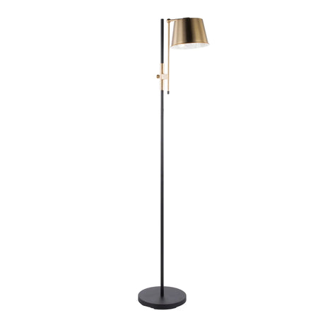 Metric - Industrial Floor Lamp - Black / Antique Brass - Furniture Home Direct
