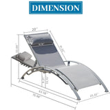 Outdoor Chaise Lounge Set Aluminum Frame Weatherproof Gray - Furniture Home Direct