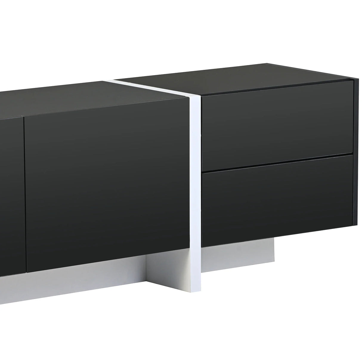 TV Stand High Gloss Console 74 Inch Length Modern Black - Furniture Home Direct